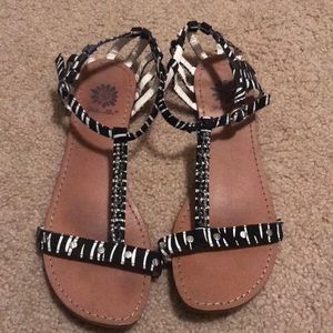 Yellow Box Black and White Sandals
